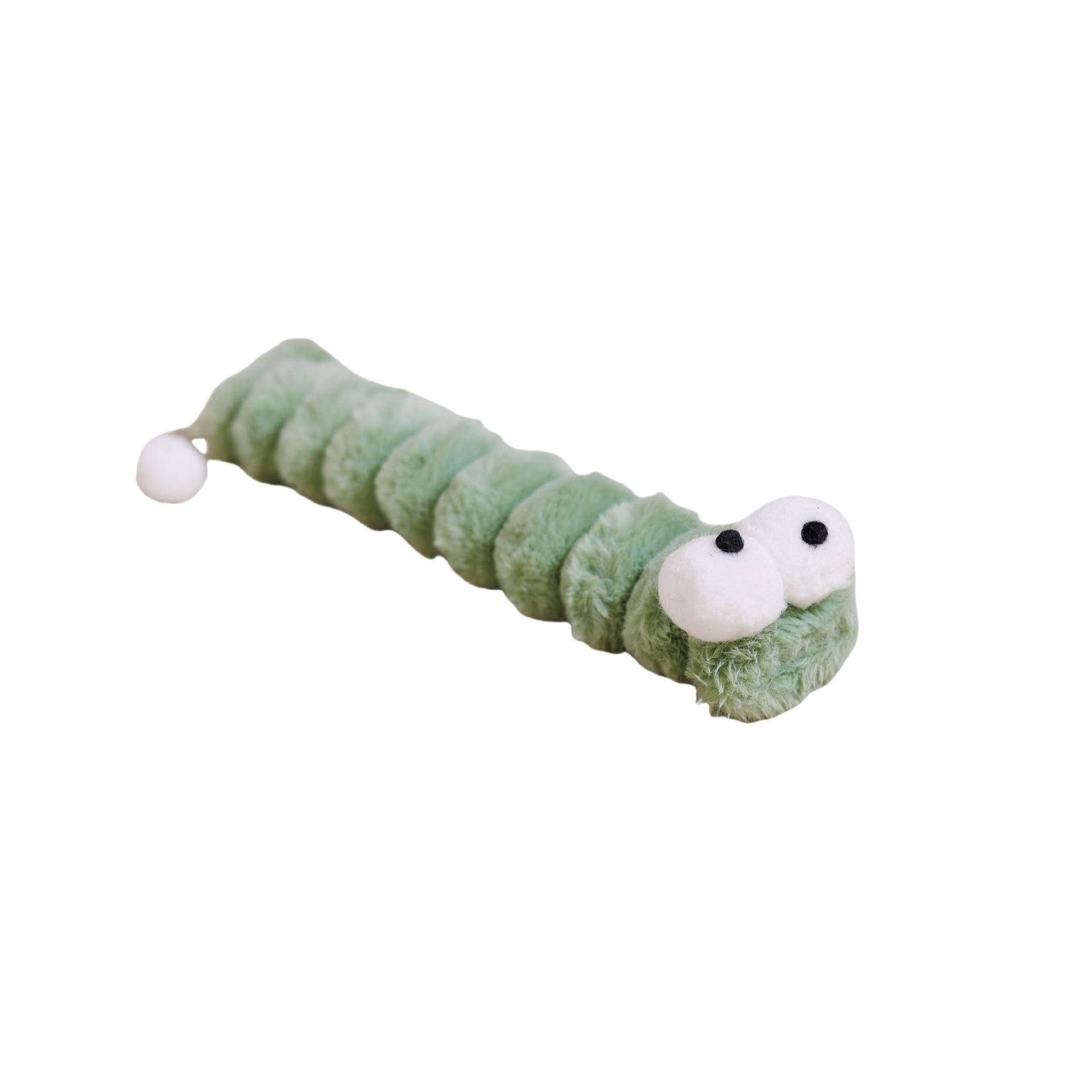 Cat Plush Chew Toy Plush Cushion Caterpillar Catnip Companionship Kitten Toy Cat Teaser Stick Interactive Cat Toy Supplies зелёный