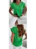 Women's Short Sleeve Pleated Round Neck Top