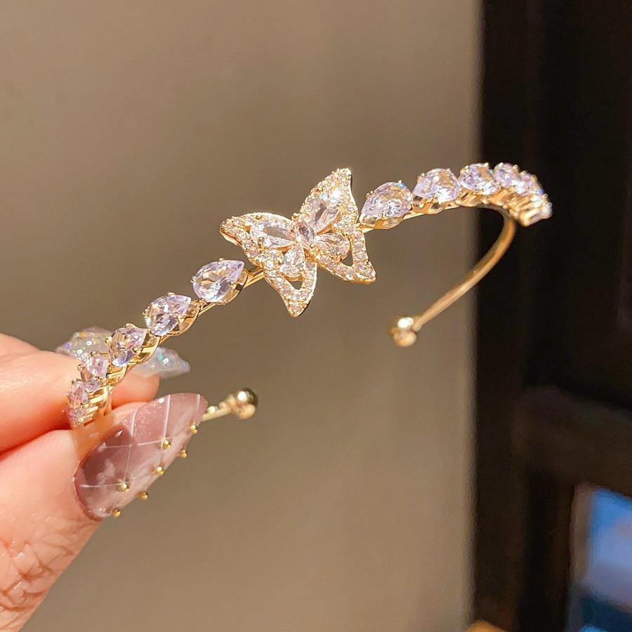 Fashion Butterfly Jewelry Bracelet With Zircon Stones For Elegant Women