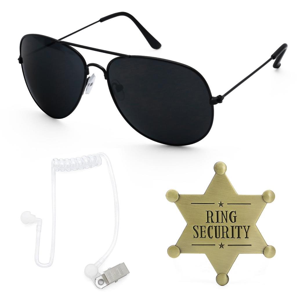 Secret Agent Costumes Dress-Up Accessories Sunglasses Badge Earplugs Set Cosplay Props