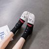 Socks Cotton Two Finger Socks Cartoon Female Middle Tube Socks Hosiery Two Toe Socks Cat Socks