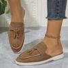 Fashion New Casual Flat Bottom Mules Lock Tassel Loafers Fashion Women Single Shoes Brand Metal Buckle Slipper Comfortable Slip On Shoes