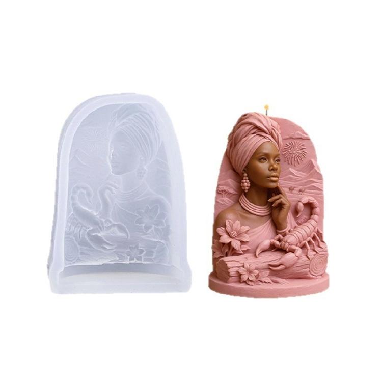 High Temperatures Resistant Silicone Candle Mould With Desert Queen Embosseds Pattern