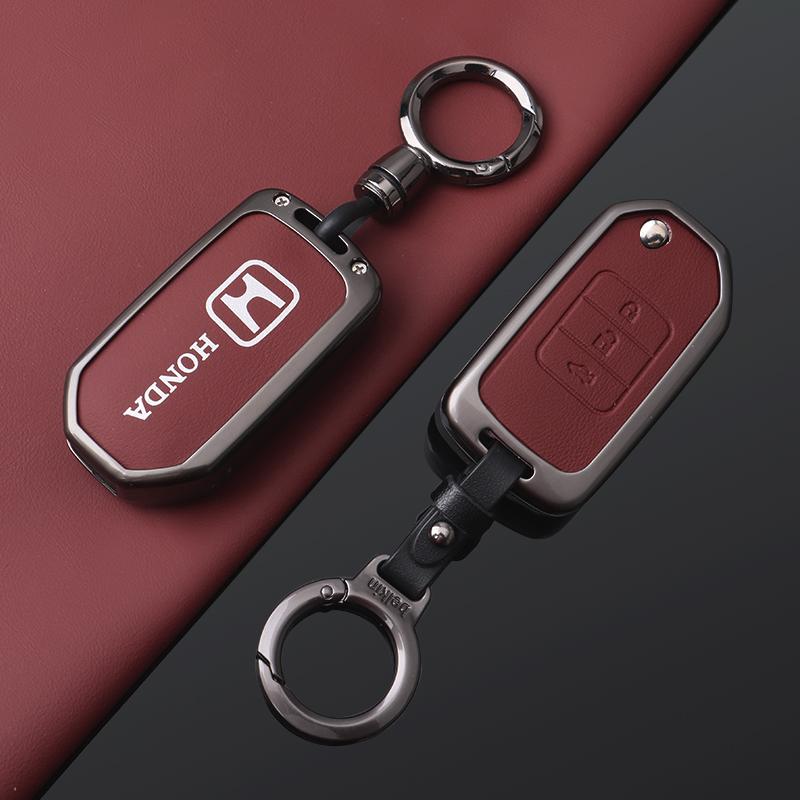 Zinc Alloy Leather Car Remote Key Case Cover Protector Shell For Honda Civic Accord City CR-V HR-V Odyssey Jazz Fit 2021-2022 LK6