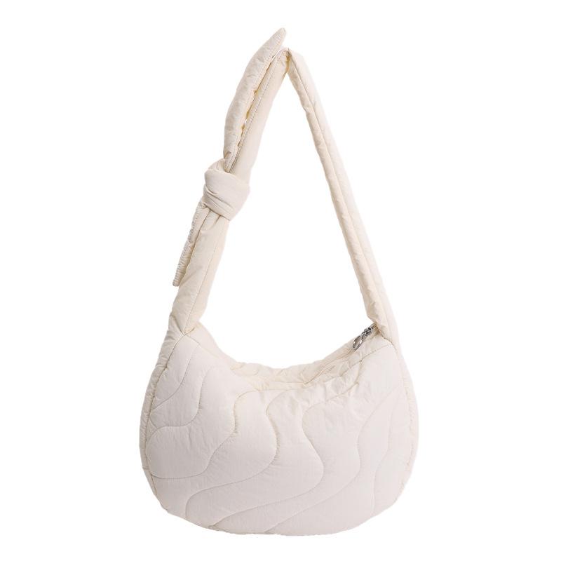 

2026New Korean Style Diamd Pattern Dumpling Bag Large Capacity Versatile Crossbody BaginsCasual Elegant Winter Cloud Bag Extra Large білий