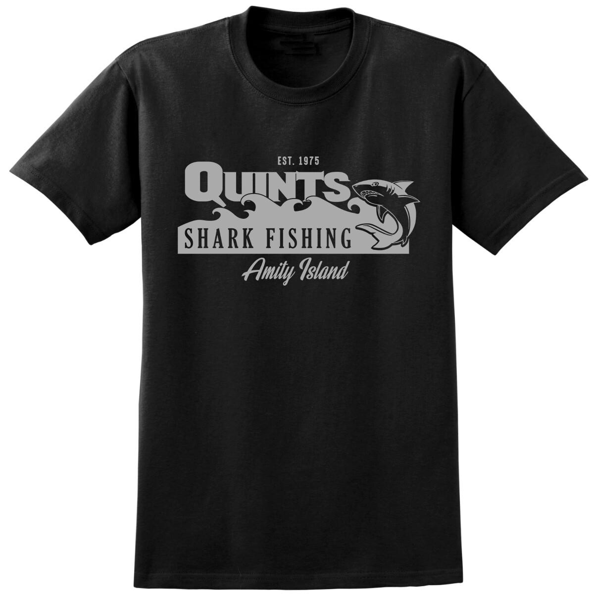 Quints Shark Fishing Jaws Inspired T-shirt Retro 70s 80s Film Movie Fan Tee S