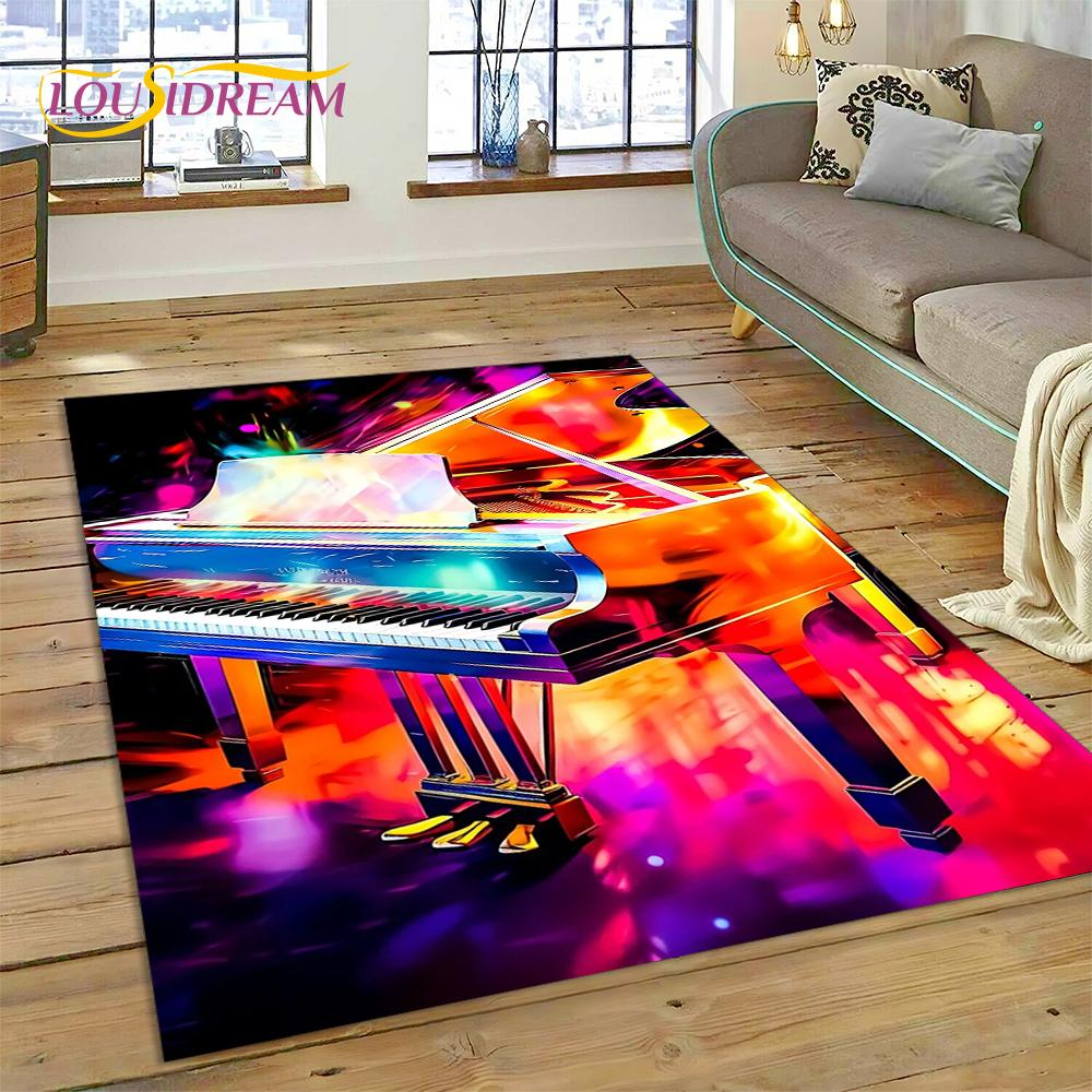 Dywan 3D z kreskówkowym instrumentem muzycznym w kształcie klawiszy pianina do domu, salonu, sypialni, pod sofę, wycieraczka, dekoracja, dywanik dla dzieci, mata podłogowa antypoślizgowa