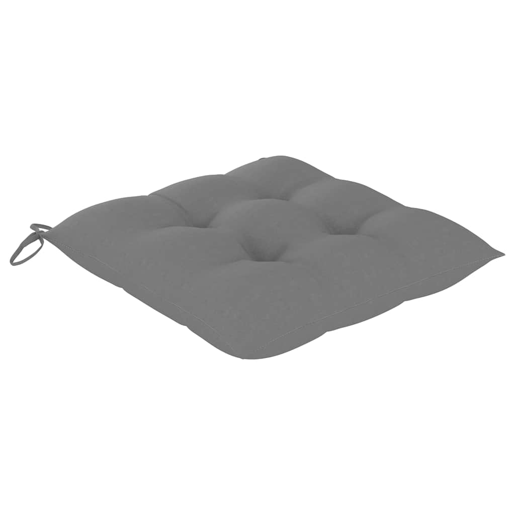 vidaXL Klappstühle mit grauen Kissen, 4 Stück, Massivholz Teakholz