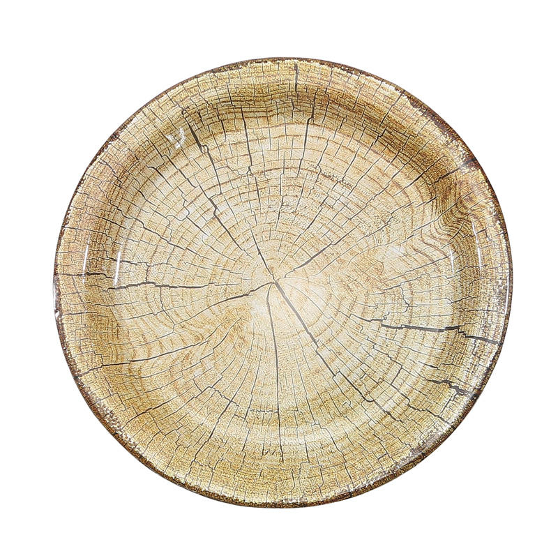

Тарелка из натуральной бумаги с текстурой под дерево в стиле вестерн-амбара на день рождения, свадьбу, винтажный фермерский стиль, принадлежности для декора стола 18cm
