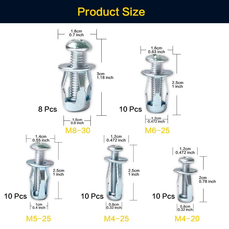 Tuercas de Pétalo, Tuerca de Gato de Expansión, Acero al Carbono Resistente a la Corrosión y al Óxido Tuercas Remachables de Forma de Pétalo Sujetadores M4 M5 M6 M8