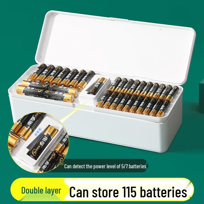 Battery & Cable Organizer: Stores AA/AAA, Camera Chargers, Plugs, Cables - Perfect for Desktop Organization