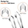 1/2 st 430 Rostfritt Stål Fiskbenspincett Klämma Platt och Vinklad Tång Kött Hårborttagningsverktyg för att Ta Bort Laxben