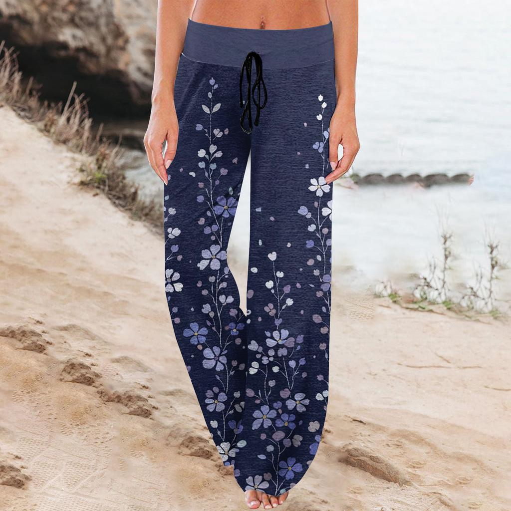 Dames Mode Losse Pasvorm Trekkoord Elastische Taille Casual Geprinte Broek