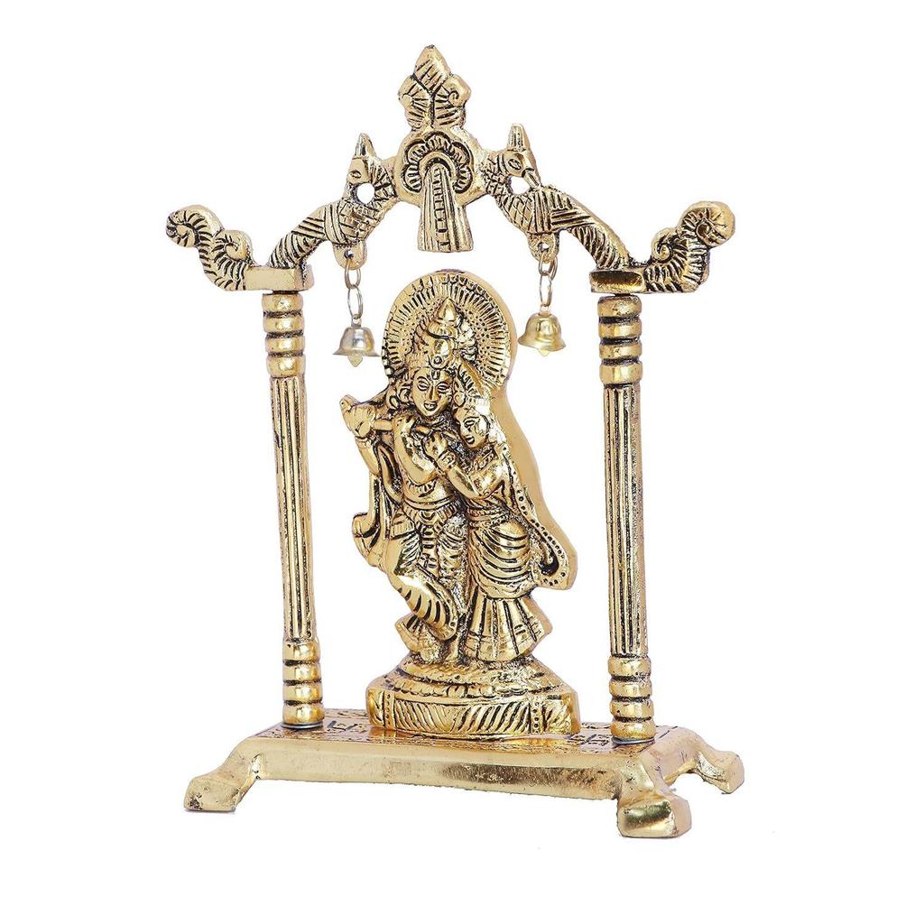 Metall Radha Krishna Statue Vergoldet Dekorieren Sie Ihr Zuhause, Büro & Radha Krishna Murti Idol Ausstellungsstück Figuren