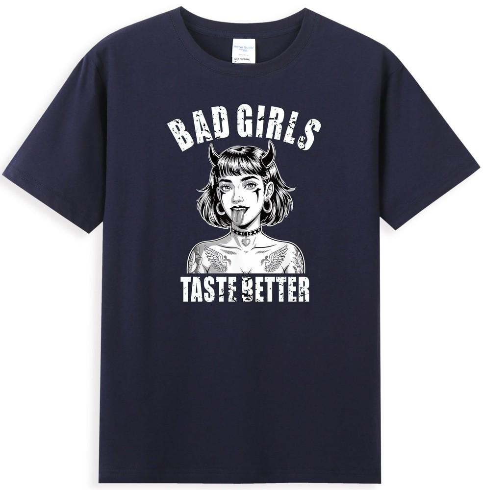 Bad Girls Taste Better Funny Tattoo Devil Girl Graphic Unisexs TShirt S