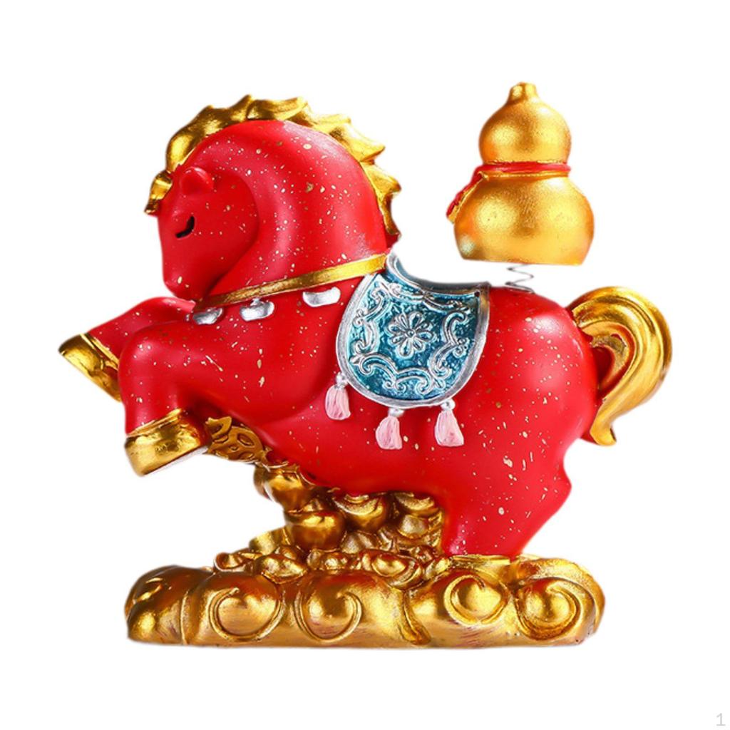 Horse Figurine Animal Sculpture Resin Fine Craftsmanship Fengshui Tabletop Decoration for
