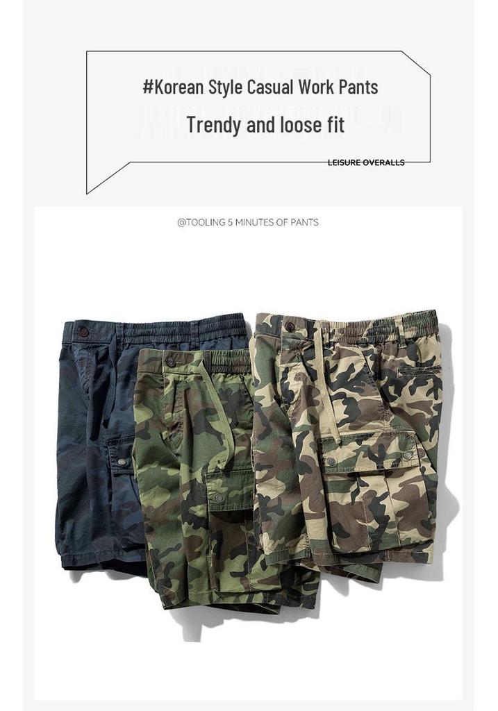 Men's Summer Camouflage Multi-Pocket Retro Workwear Shorts A079