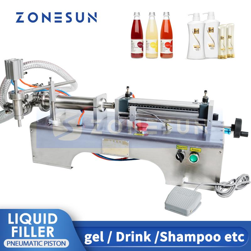 ZONESUN ZS-YT1 Flüssigkeitsabfüllmaschine Pneumatische Kolbenpumpe Flaschenfüller für Shampoo Gel Wasser Wein Essig Kaffee Öl Getränke