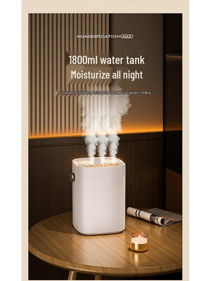 USB Large Capacity Night Light Humidifier - Three Mist Levels for Home, Dormitory, Bedroom, and Office