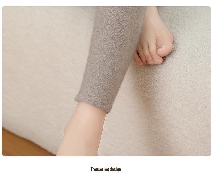 Women's Cashmere Knit Warm Base Layer Pants - Thick, Skin-Friendly, Windproof for Autumn and Winter