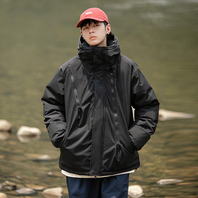 Outdoor couple jacket down cotton jacket men's winter loose hooded cotton jacket jacket thickened warm trendy padded clothes