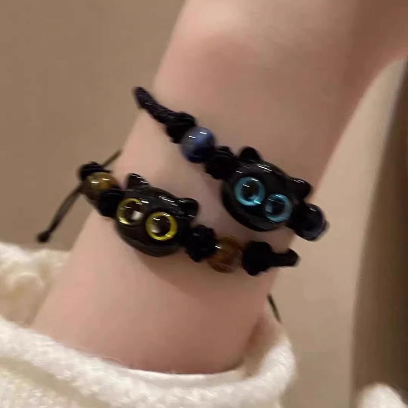 Cute Big Eye Cat Bracelets For Women Cartoon Enamel Animal Pet Pendant Hand Chain Kids Boudoir Couple Bracelet Jewelry Gift