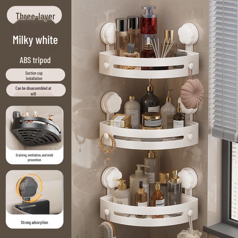 Punch-Free Suction Cup Triangle Bathroom Storage Rack