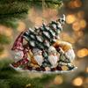 2D Gnome Christmas Tree Ornament Acrylic Gnome Hanging Ornament Cute Car Rearview Mirror Charm for Home Party Decor