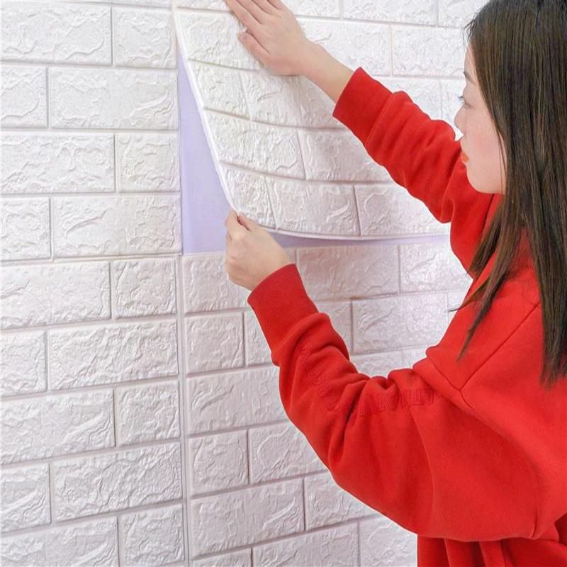 70cmX1m Brick Foam Panels 3D Wall Stickers Self-adhesive DIY Embossed Stone Wallpaper Home Decor Living Room Kitchen Decoration