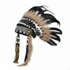 Copricapo con Piume Nere Leggero Indiano Regolabile Boho per Halloween