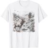 Vintage Bull Elk Deer Buck Wilderness Scene Elk Nature Kids T-Shirt