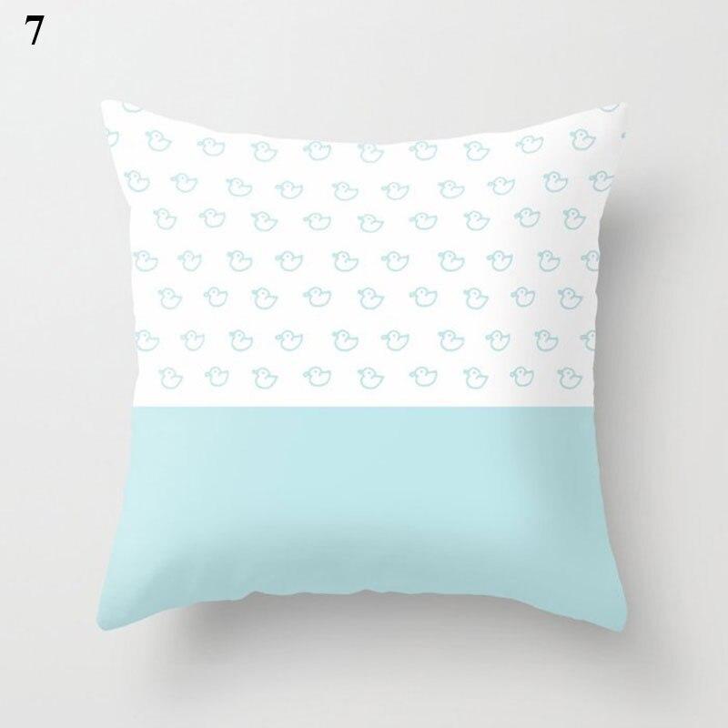 Light Blue Green Mint Color Geometric Printing Pattern Cushion Cover Home Living Room Sofa Decoration Square Pillow Pillow Cover