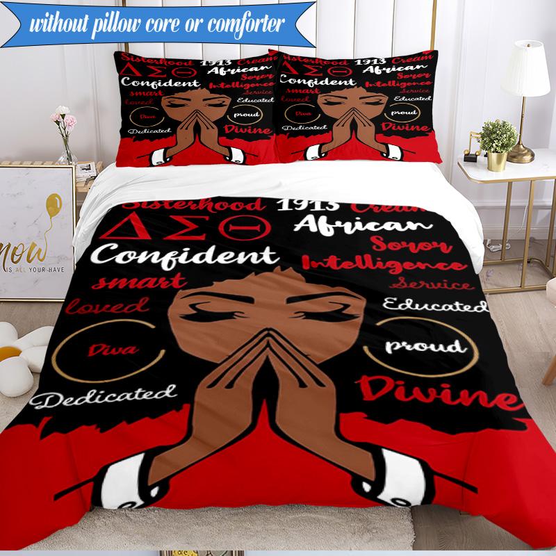 3PCS Delta Sigma Theta Bedding Set 2D Printing (Includes 1 Duvet Cover + 2 Pillowcases Coreless), Bedroom decor,Fan Gift