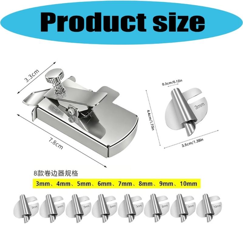 3-10MM Hemmer Presser Feet Set with Magnetic Metal Sewing Seam Guide For Straight Stitching Shirt Dress Clothing Tailoring