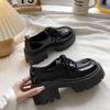 Dicksohlige 2025 Frühling kleine Lederschuhe neue höhenerhöhende schwarze Einzelschuhe Studenten Biskuitkuchen Damenschuhe