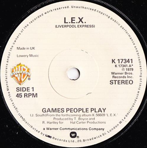 

7-дюймовая пластинка LIVERPOOL EXPRESS Games People Play K17341 Warner Bros. Re 1979 UK Танцевальная Электроника Б/у