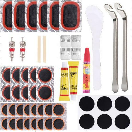 Bicycle Tire Repair Kit with Cold Patch, Glue, and Lever Tools
