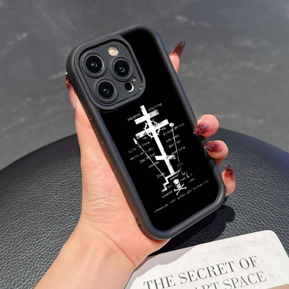 Orthdox Cross Icon For iPhone 17 16 15 14 13 12 11 Pro Max Plus Black Full Coverage TPU Shockproof Cover