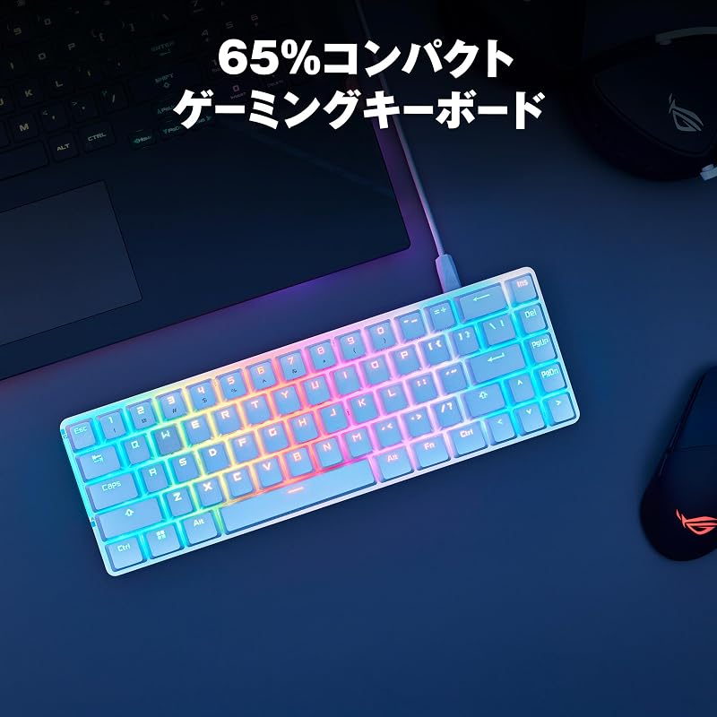 ASUS ROG Falchion Ace Gaming Keyboard, 65% Layout, ROG NX Mechanical Switches, Dual USB-C, Touch Panel, Final Fantasy XIV Recommended Model, US