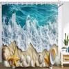Blue Sea Cobblestone Style Shower Curtain Bath Curtain Ocean Printed Bathroom Curtains For Home Decoration Curtain