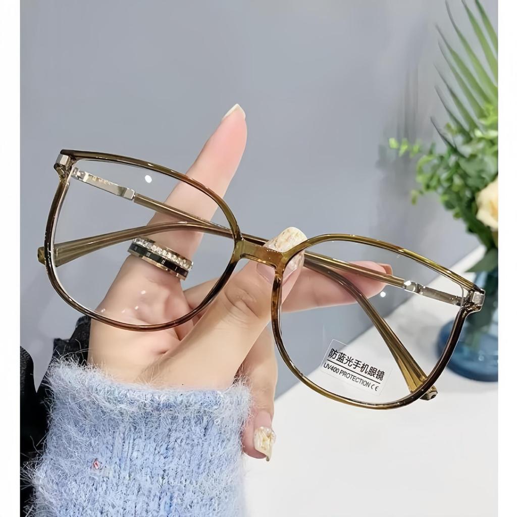 New Color-Changing Anti-Blue Light Reading Glasses with Large Irregular Trendy Frame and Slimming Korean Style Design.