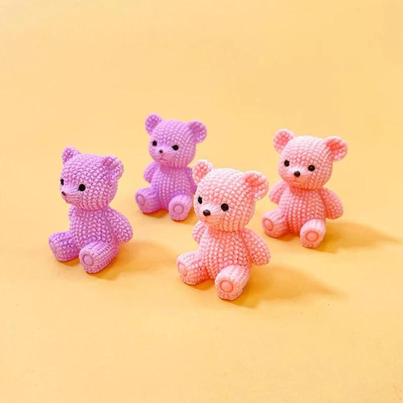 1PC Solid Colored Stereo Simulation Bear Miniatures Sitting Bear Creative Ornament Desktop Decoration DIY Jewelry Cute Animal