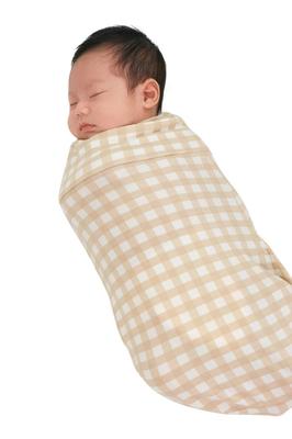 Swaddle Somn Profund Nou-născut IHDI Moale Ajută Bebeluș Moro Previne Spatele de Noapte Cadou Baby Shower Gingham Crem [Konny] Săculeț, Certificat, În Formă de Sac,