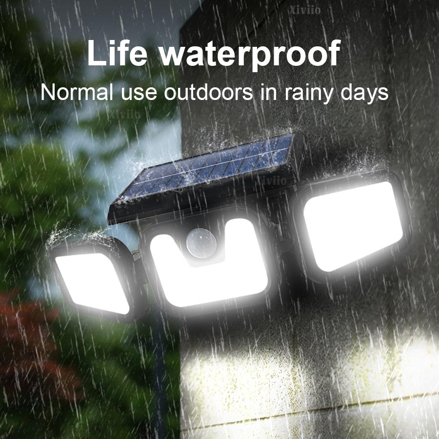 Super Bright Outdoor Solar Lights Motion Sensor Solar Lamp 3 Adjustable Lamp Heads Waterproof Solar Power Wall Garden Lantern