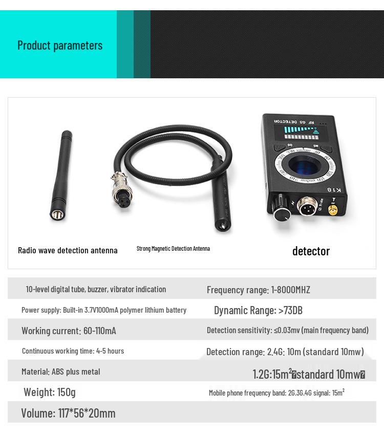 K18 Wireless Signal & Infrared Light Detector with Magnetic Locator.
