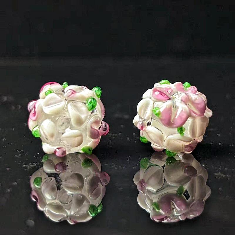 Handmade Two-Color Fired Hydrangea Glass Beads for DIY Jewelry