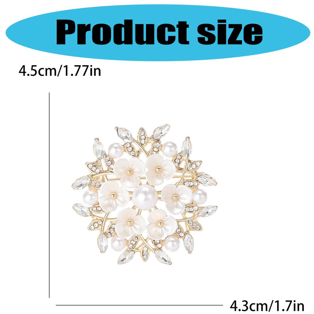 Fashionable Women's Pearls Flower Brooch With Gold or Silver Tone Finish Adds A Touch Of Elegance To Any Ensemble