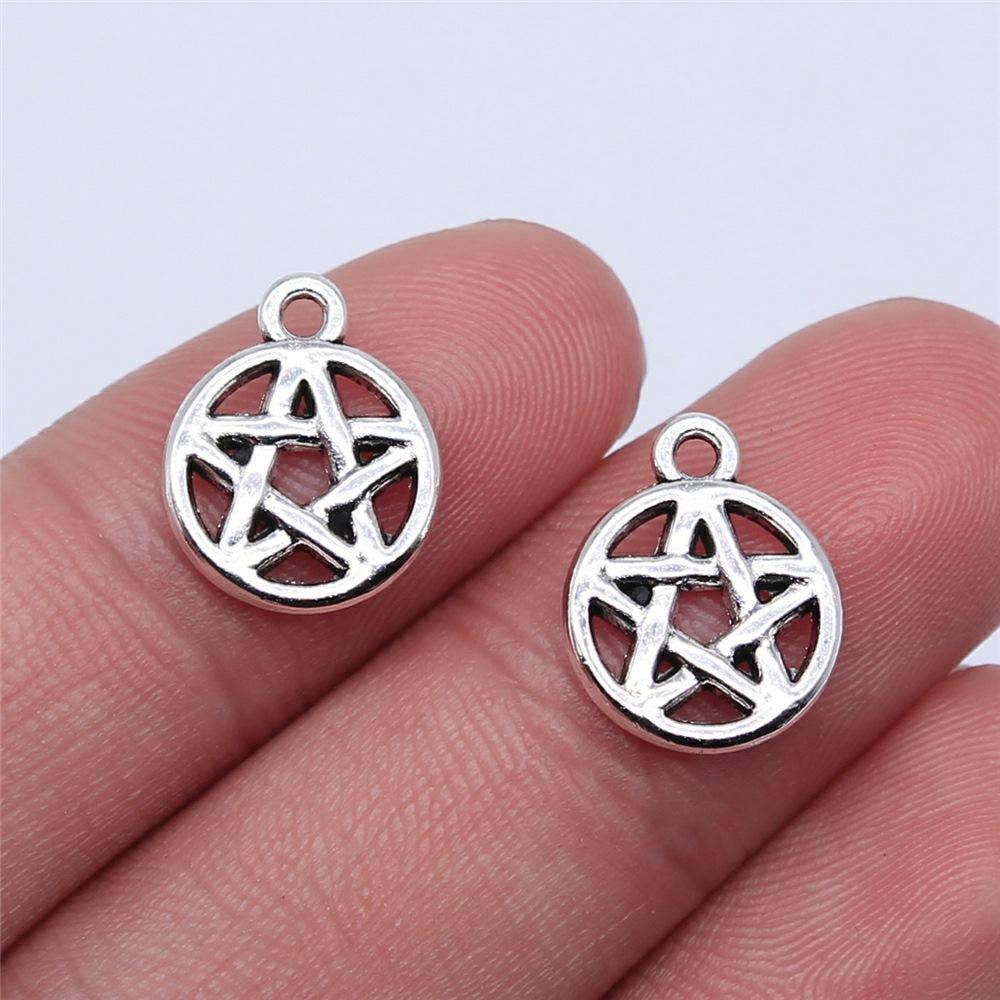 20pcs Charms Hollow Pentagram Star Antique Bronze Silver Color Pendants Antique Jewelry Making DIY Handmade Craft