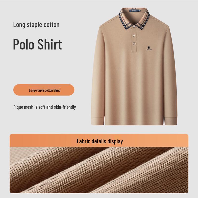 MONTAGUT Men's Long Sleeve Cotton Blend Polo Shirt