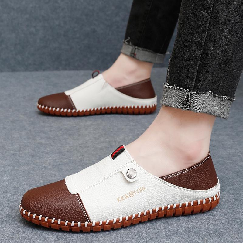 

Men s European Leather Slip-On Loafers for Casual and Driving Wear EU 45 білий/коричневий